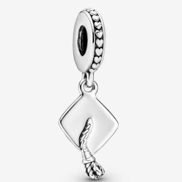 Sterling Silver Pandora Dangling Graduation Cap - "Good Work, Hat's Off" - Picture 1 of 1